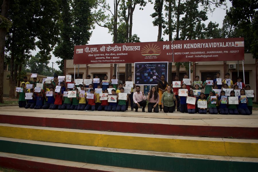 A whole-school Project Aalingan gathering at PM SHRI Kendriya Vidyalaya, BSF Meru Camp, Hazaribagh